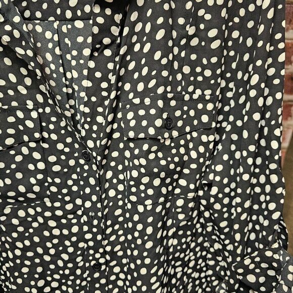 Women's DRESS BARN Polka Dot 3/4 Sleeve Shirt Large - Picture 5 of 5